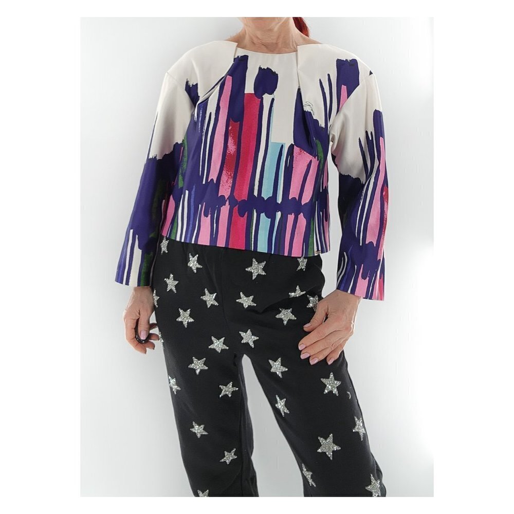 GIZIA Colorful Multicolored Satin Top